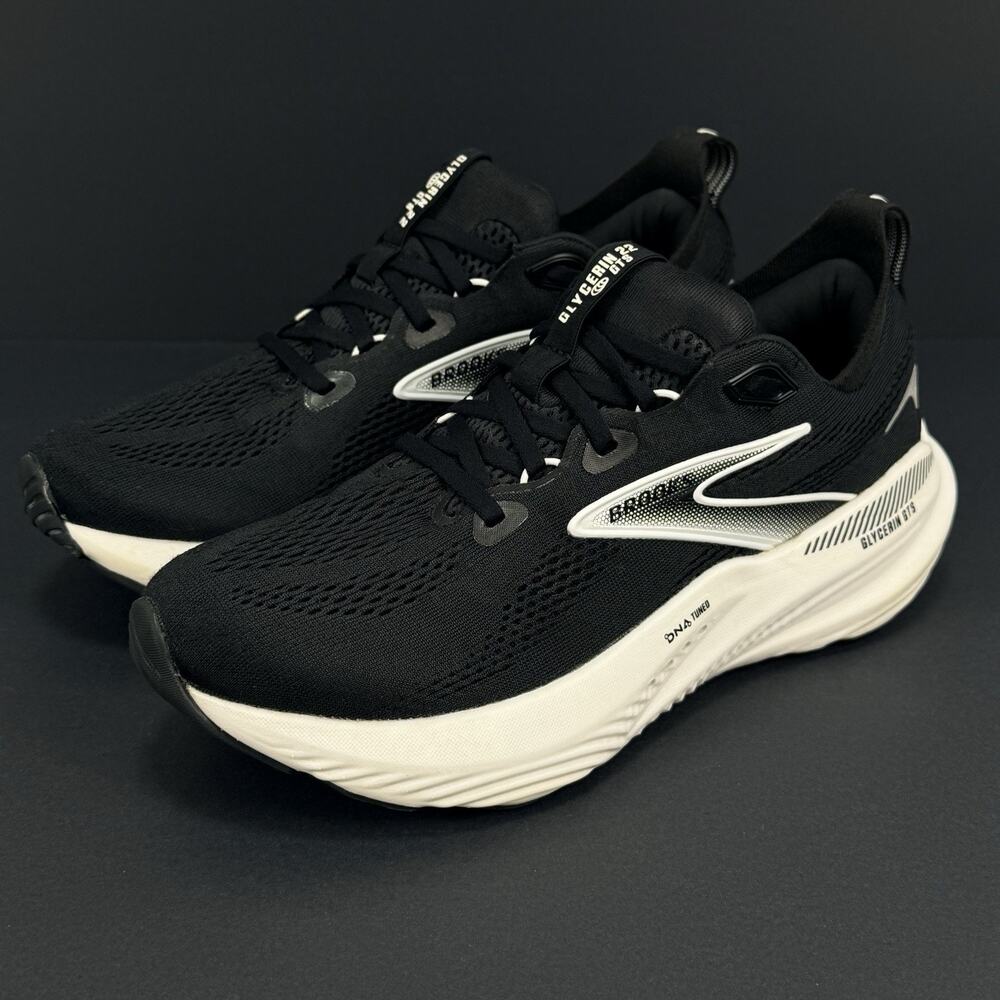 Brooks Glycerin GTS 22 Women’s Size 9 Black White Running Shoes Comfort